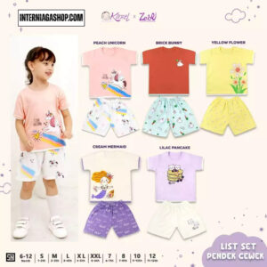 KAZEL LIST SETELAN PENDEK GIRL COLOR CREAM MERMAID SIZE M