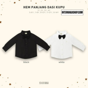 BOHOPANNA - HEM PANJANG DASI KUPU - Kemeja Formal Anak - Atasan Anak COLOR BLACK SIZE 2Y
