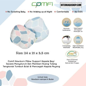Comfi Newborn Breathing Pillow (NEW EDITION) - Bantal Bayi Anti Peyang & Keringat COLOR CORAL STONE
