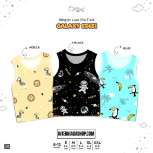 KAZEL Singlet Luar Rib Tipis Galaxy Edition (3 Pcs) SIZE L