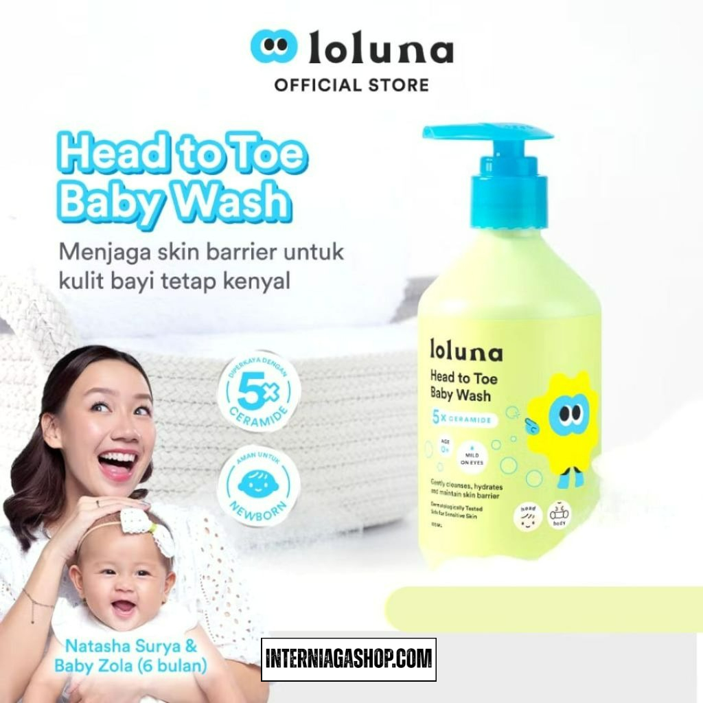 Loluna Head to Toe Wash 300ml - Sabun Sampo Mandi Perawatan Kulit Bayi dan Anak / Sabun untuk Newborn/ 5x Ceramide