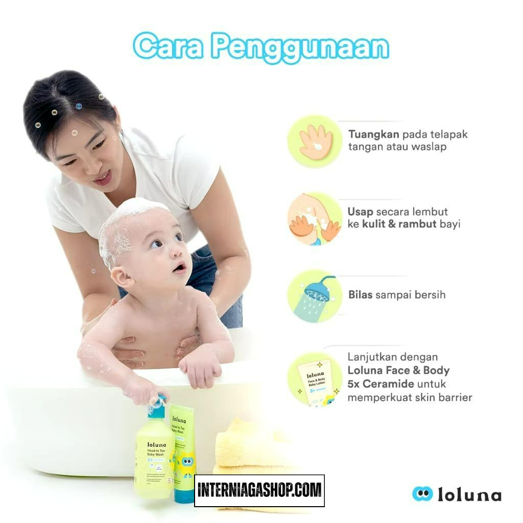 Loluna Head to Toe Wash 300ml - Sabun Sampo Mandi Perawatan Kulit Bayi dan Anak / Sabun untuk Newborn/ 5x Ceramide - Gambar 5